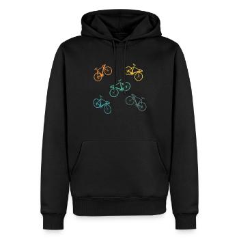 Fahrrad Retro Bunt bunte Fahrräder - Männer Premium Bio Hoodie - Schwarz - Vorne - Nico (187cm)