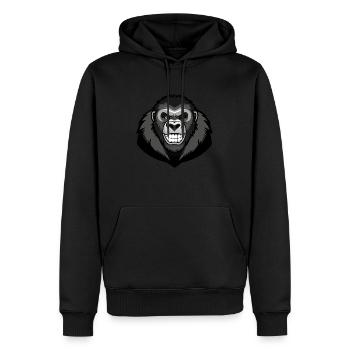 Chimpanzé souriant - Sweat à capuche Premium bio Homme - noir - Devant - Nico (187cm)