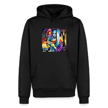 Zauberin - Männer Premium Bio Hoodie - Schwarz - Vorne - Nico (187cm)