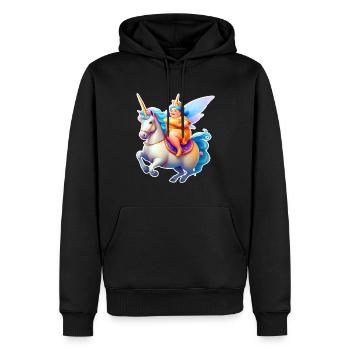 Niedliche dicke Fee auf Einhorn - Männer Premium Bio Hoodie - Schwarz - Vorne - Nico (187cm)