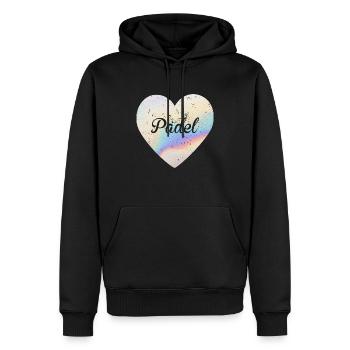 Padel Coeur mignon | Amateur de sports de padel - Sweat à capuche Premium bio Homme - noir - Devant - Nico (187cm)