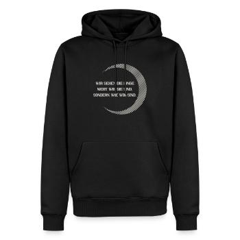 wir sehen - Männer Premium Bio Hoodie - Schwarz - Vorne - Nico (187cm)