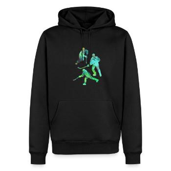 Eishockey, Hockey, Graffiti, bunt, stencil - Männer Premium Bio Hoodie - Schwarz - Vorne - Nico (187cm)