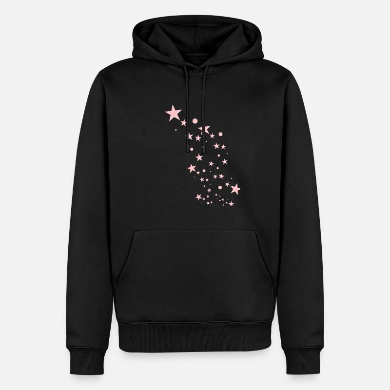 Étoiles, étoile, étoiles roses, rose - Sweat à capuche Premium bio Homme - noir
