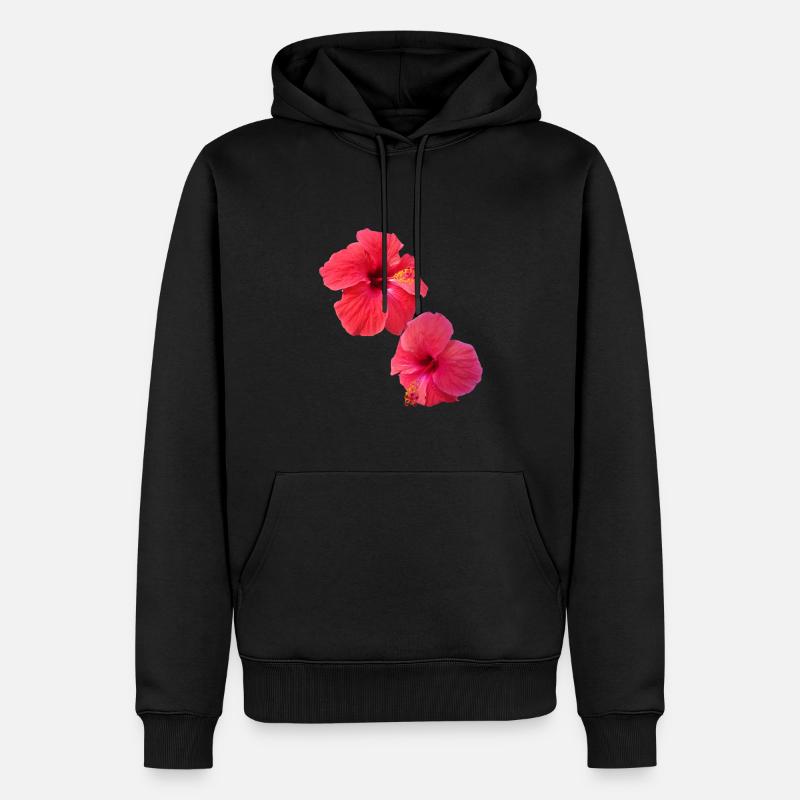 hibiskus,blume,lotus,blüte,floral,rot - Männer Premium Bio Hoodie - Schwarz