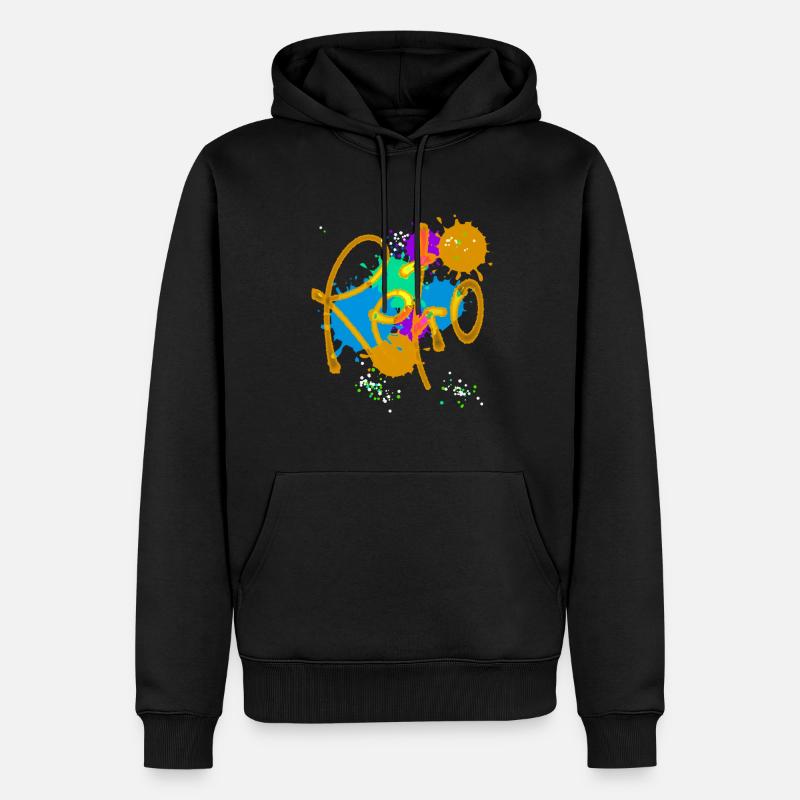 Retro,typo,neon,splash, bunt - Männer Premium Bio Hoodie - Schwarz