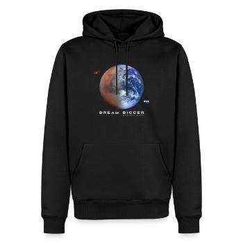 Mars Shirt, Dream Bigger und Occupy Mars - Männer Premium Bio Hoodie - Schwarz - Vorne - Nico (187cm)