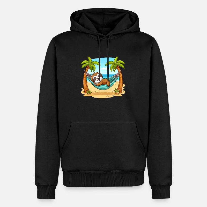 Paresseux sur la plage - Sweat à capuche Premium bio Homme - noir