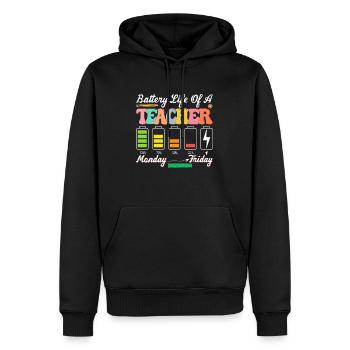 Drôle Autonomie de la batterie d’un enseignant du lundi au vendredi - Sweat à capuche Premium bio Homme - noir - Devant - Nico (187cm)