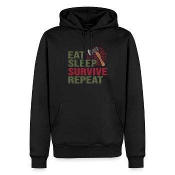Camp de survie en plein air sauvage Bushcraft - Sweat à capuche Premium bio Homme - noir - Devant - Nico (187cm)