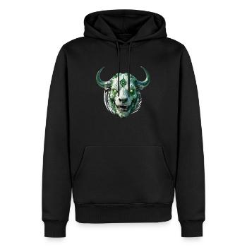 cyber bull scull - Männer Premium Bio Hoodie - Schwarz - Vorne - Nico (187cm)