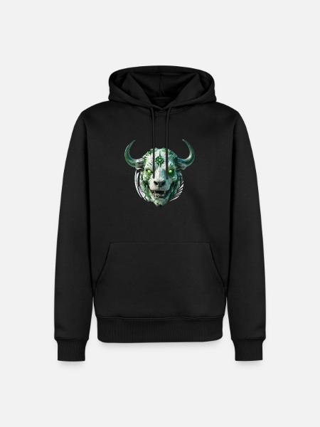 cyber bull scull - Männer Premium Bio Hoodie - Schwarz