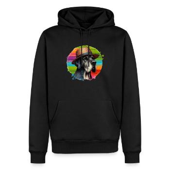 Deutsche Dogge mit Hut - Männer Premium Bio Hoodie - Schwarz - Vorne - Nico (187cm)