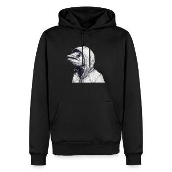 Piranha-Head Fisherman Hybrid - Männer Premium Bio Hoodie - Schwarz - Vorne - Nico (187cm)