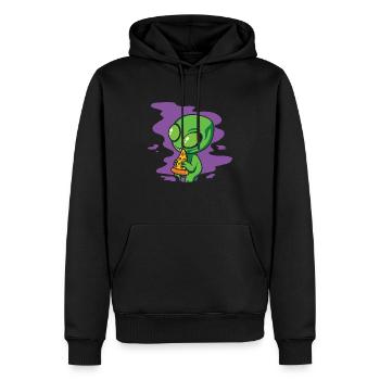 Alien and Pizza - An Intergalactic Delight - Men’s Premium Organic Hoodie - black - Front - Nico (187cm)