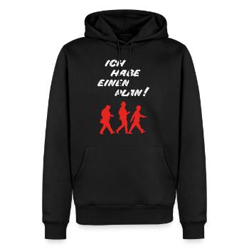 Kult - Ich habe einen Plan! - DDR TV - Männer Premium Bio Hoodie - Schwarz - Vorne - Nico (187cm)