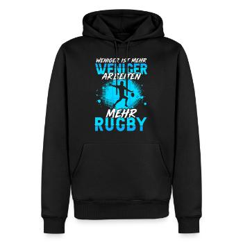Weniger Arbeiten Mehr Rugby Rugbyspieler - Männer Premium Bio Hoodie - Schwarz - Vorne - Nico (187cm)