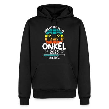 Nächstes Level Onkel 2023 Loading Schwangerschaft - Männer Premium Bio Hoodie - Schwarz - Vorne - Nico (187cm)