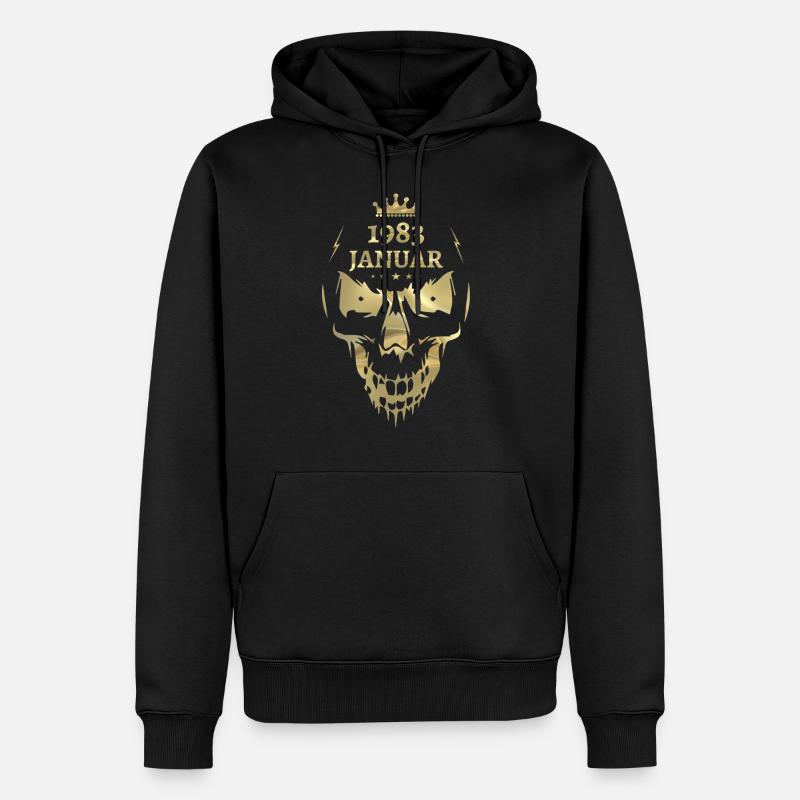 Janvier 1983 Skull Gold - Sweat à capuche Premium bio Homme - noir