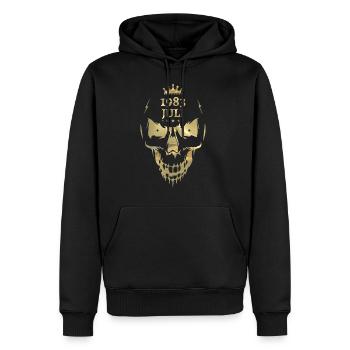 Juillet 1983 Skull Gold - Sweat à capuche Premium bio Homme - noir - Devant - Nico (187cm)
