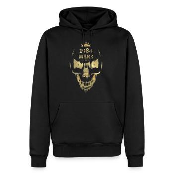 Mars 1984 Skull Gold - Sweat à capuche Premium bio Homme - noir - Devant - Nico (187cm)
