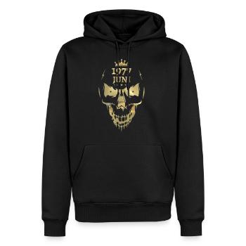 Juni 1977 Totenkopf Gold - Männer Premium Bio Hoodie - Schwarz - Vorne - Nico (187cm)