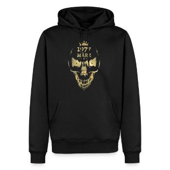 März 1977 Totenkopf Gold - Männer Premium Bio Hoodie - Schwarz - Vorne - Nico (187cm)