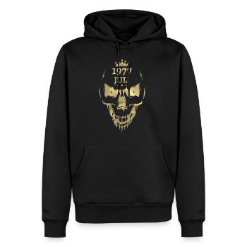 Juli 1977 Totenkopf Gold - Männer Premium Bio Hoodie - Schwarz - Vorne - Nico (187cm)