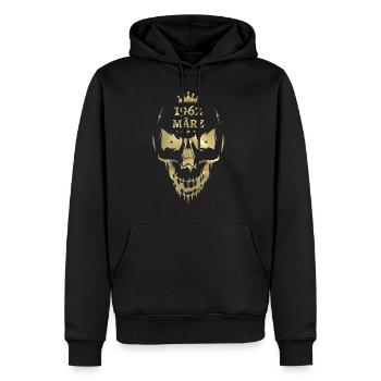März 1962 Totenkopf Gold - Männer Premium Bio Hoodie - Schwarz - Vorne - Nico (187cm)