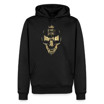 Juni 1962 Totenkopf Gold - Männer Premium Bio Hoodie - Schwarz - Vorne - Nico (187cm)