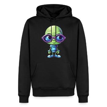 Nerdy alien avec des lunettes - Sweat à capuche Premium bio Homme - noir - Devant - Nico (187cm)
