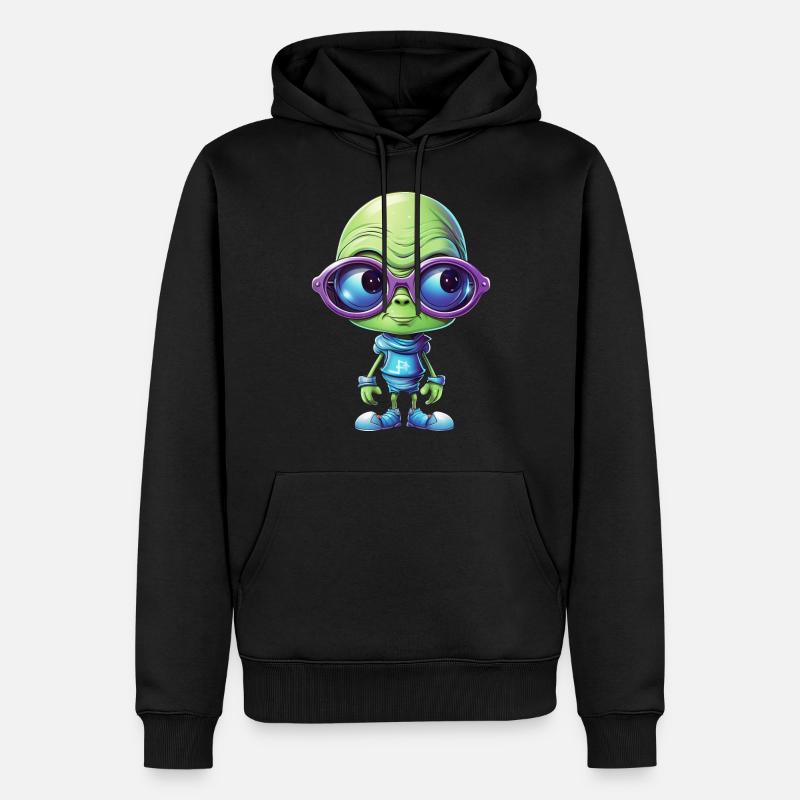Nerdiges Alien mit Brille - Männer Premium Bio Hoodie - Schwarz