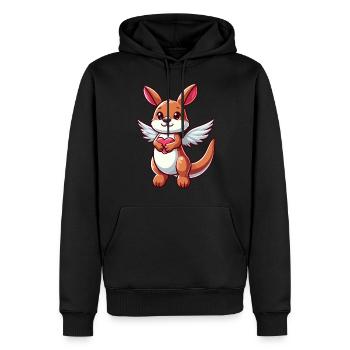 Engel Känguru Herz Flügel - Männer Premium Bio Hoodie - Schwarz - Vorne - Nico (187cm)