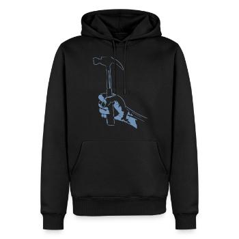 Charpentier à la main avec marteau Silhouette artisanat - Sweat à capuche Premium bio Homme - noir - Devant - Nico (187cm)