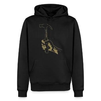 Charpentier à la main avec marteau Silhouette artisanat - Sweat à capuche Premium bio Homme - noir - Devant - Nico (187cm)