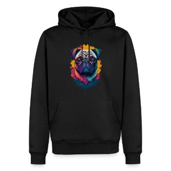 Carlin chien couleur explosion chiens illustration - Sweat à capuche Premium bio Homme - noir - Devant - Nico (187cm)