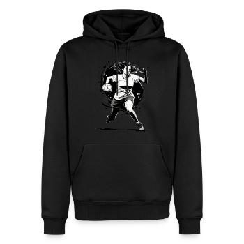 Joueur de handball streetwear Un style iconique - Sweat à capuche Premium bio Homme - noir - Devant - Nico (187cm)