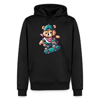 Ours patineur mignon - Sweat à capuche Premium bio Homme - noir - Devant - Nico (187cm)