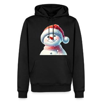 Charmanter Schneemann in Winterkleidung - Männer Premium Bio Hoodie - Schwarz - Vorne - Nico (187cm)