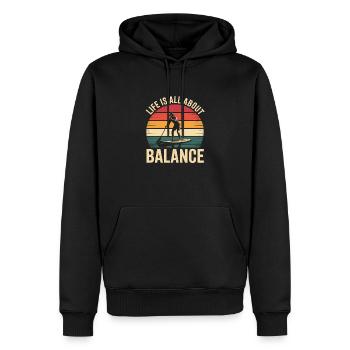 Life Is All About Balance Retro Paddleboarding - Männer Premium Bio Hoodie - Schwarz - Vorne - Nico (187cm)