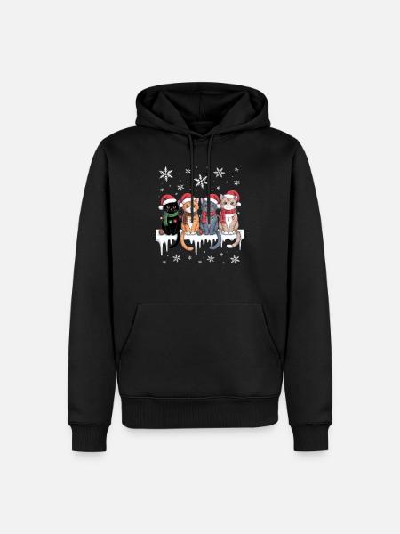 Chat mignon renne Noël - Sweat à capuche Premium bio Homme - noir
