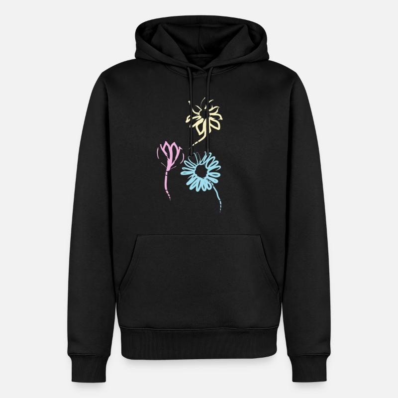 Bunte Blumen der Freundschaft - Männer Premium Bio Hoodie - Schwarz