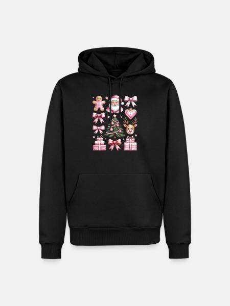 Coquette Gingerbread Reindeer Christmas - Men’s Premium Organic Hoodie - black