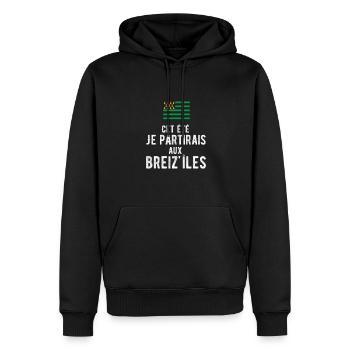 Cet été je partirais aux Breiz Iles et au Bresil - Sweat à capuche Premium bio Homme - noir - Devant - Nico (187cm)