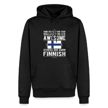 Fier Finn Finlande Drapeau Origine finlandaise - Sweat à capuche Premium bio Homme - noir - Devant - Nico (187cm)