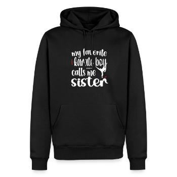 Cadeau de soeur de karaté fier de soeur de karaté - Sweat à capuche Premium bio Homme - noir - Devant - Nico (187cm)