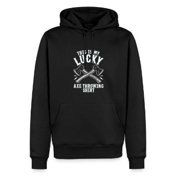 Lucky Axtwerfen Shirt Lustiges Beil - Männer Premium Bio Hoodie - Schwarz - Vorne - Nico (187cm)