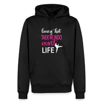 Taekwondo Tante Fière Taekwondo Tante Cadeau - Sweat à capuche Premium bio Homme - noir - Devant - Nico (187cm)