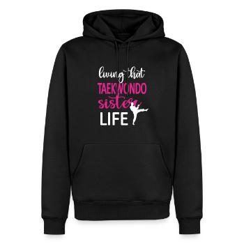 Taekwondo Sœur Fière Taekwondo Sœur - Sweat à capuche Premium bio Homme - noir - Devant - Nico (187cm)