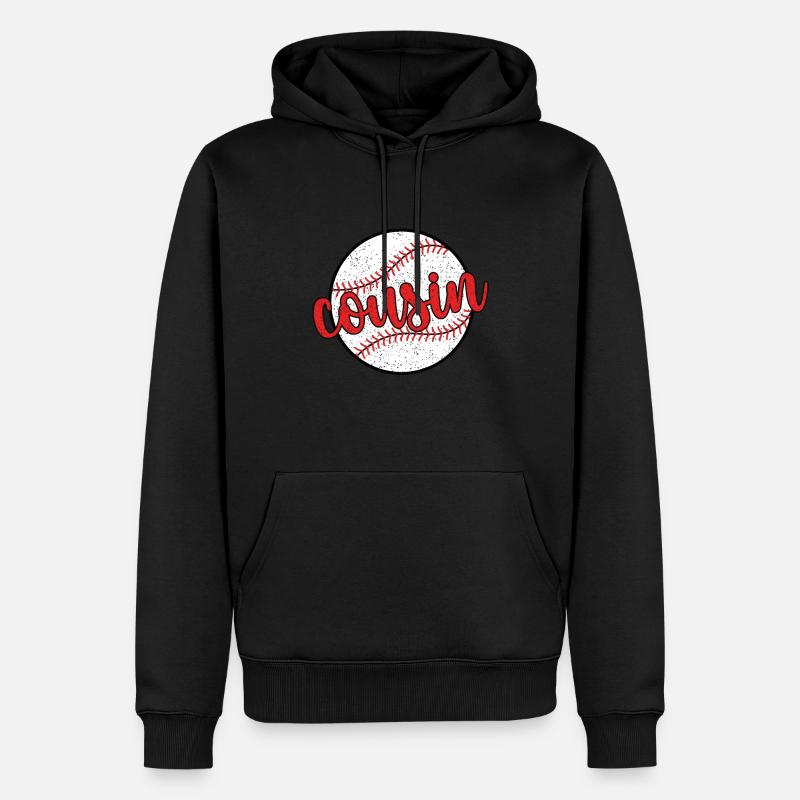 Baseball-Cousin Stolzer Baseballspieler-Cousin - Männer Premium Bio Hoodie - Schwarz